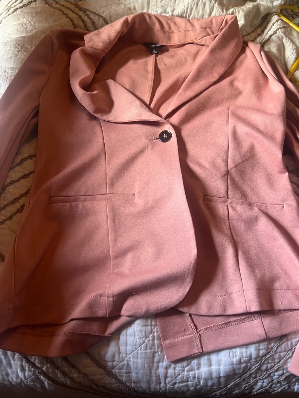 Pink Single-Button Blazer Jacket